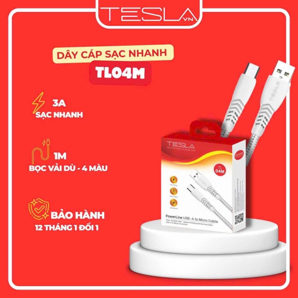 Cáp sạc nhanh Tesla 04M dành cho androi